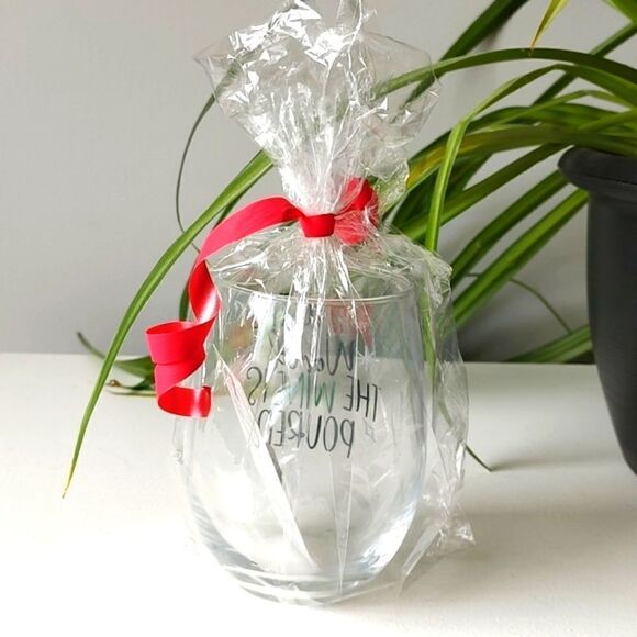 Brand New Custom Made Festive Clear Giftable Stemless Wine Glass - Picture 4 of 5